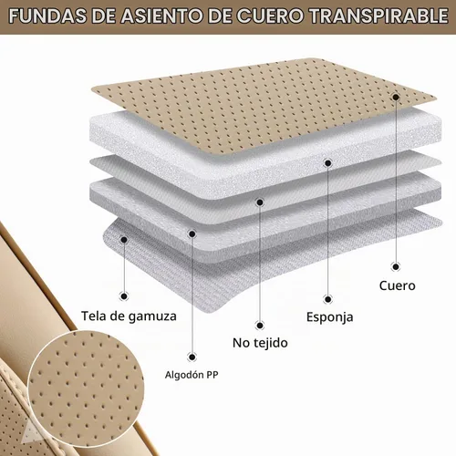 Vista 4 de Fundas de asiento delantero de automóvil, par de fundas de asiento delantero de cuero transpirable con reposacabezas, funda universal de asiento
