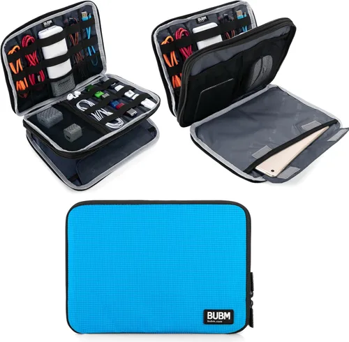 Vista 12 de Organizador de equipaje con doble capa para viajes BUBM, para llevar dispositivos y accesorios electrónicos., gris, 2 capas M Bolsa de viaje
