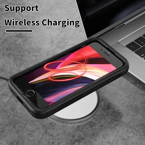 Vista 5 de X-belmox Funda resistente para iPhone SE 2022 (3ª generación), iPhone SE 2020 (2ª generación), 3 en 1 [a prueba de golpes] [a prueba de caídas]
