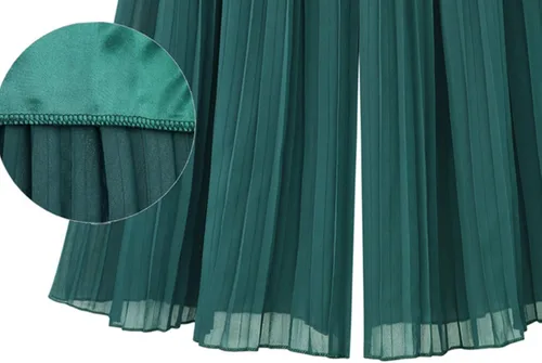 Vista 5 de chouyatou Pantalones de gasa plisados con cintura elástica para mujer