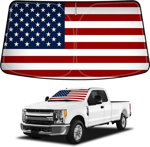 Vista 12 de Bestview - Parasol para parabrisas con bandera americana para Ford F-250 F-350 de 2008-2016, parasol plegable personalizado para ventana delantera