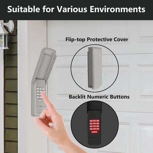 Vista 4 de Abridor universal de puerta de garaje, teclado remoto compatible con LiftMaster Chamberlain Craftsman Genie Linear Wayne Dalton Abridor de puerta