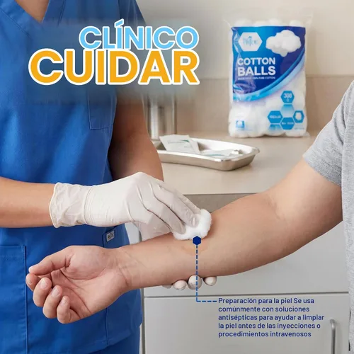 Vista 4 de MED PRIDE Bolas de algodón 100% puro,Ultra suave y absorbente,No estéril,300 Ct