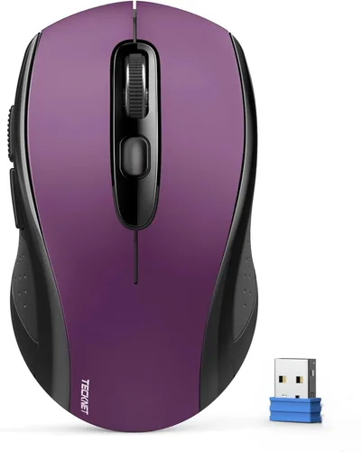 Vista 10 de TECKNET Ratón Bluetooth, 2-en-1 (BT 5.0/3.0+2.4Ghz) Ratones inalámbricos 4000DPI con conexión USB disponibles para ordenador portátil, ratón Negro