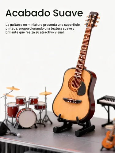 Vista 5 de Modelo de guitarra en miniatura, mini casa de muñecas de madera