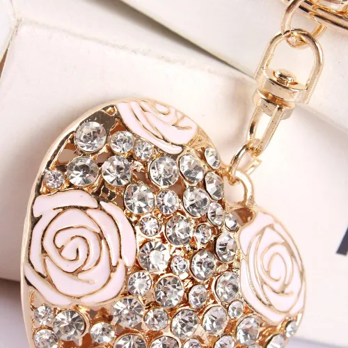 Vista 3 de Bonlting Colgante de cristal con diseño de corazón y rosa dulce amor