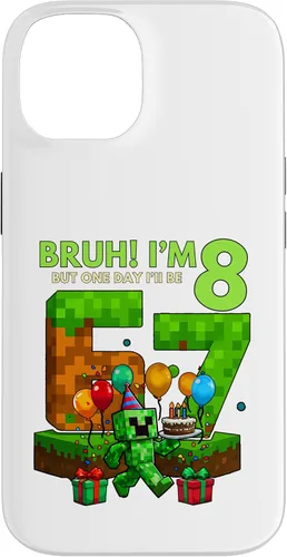 Vista 4 de Bruh I'm 8 But One-Day I'll Be 67 Retro 8th Birthday Kids Case for iPhone 17