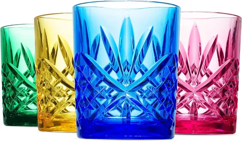 Vista 6 de Godinger Old Fashioned - Vasos de whisky para beber, acrílico inastillable y reutilizable, colección Dublín, juego de 4