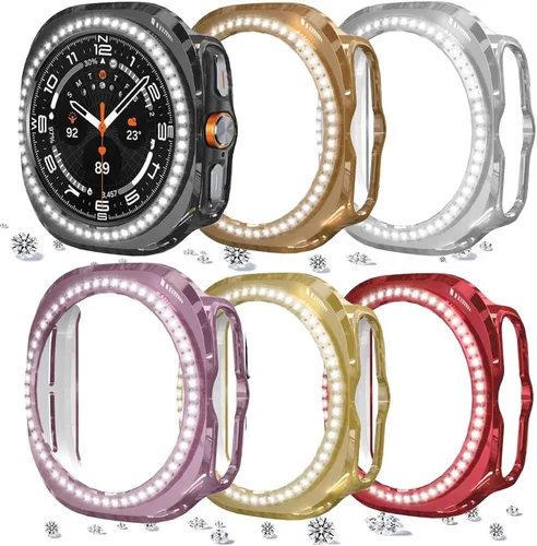 Vista 15 de DEALELE Paquete de 1 + 3 fundas compatibles con Samsung Galaxy Watch 7 Ultra (1.772 pulgadas), funda protectora de policarbonato transparente