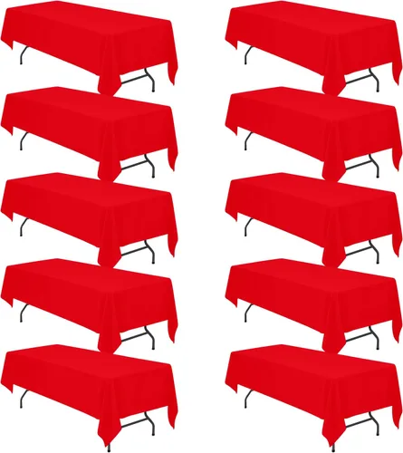 Vista 47 de BRILLMAX - Manteles para mesa rectangular de 6 pies, tela de lino de poliéster, lavable, para boda, recepción, banquete, fiesta de cumpleaños, 60 x