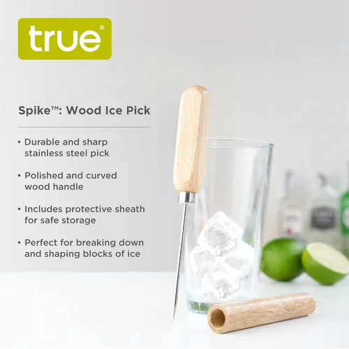 Vista 2 de True Spike - Herramienta de acero inoxidable con tapa y mango de madera para cócteles, restaurantes, bares, camping, accesorios de bar en casa, 8.5