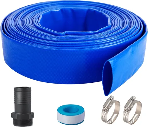 Vista 13 de Manguera de descarga plana de PVC de 1 pulgada x 50 pies con accesorios de aluminio Camlock C y E, montaje de bloqueo de leva, conjunto de manguera