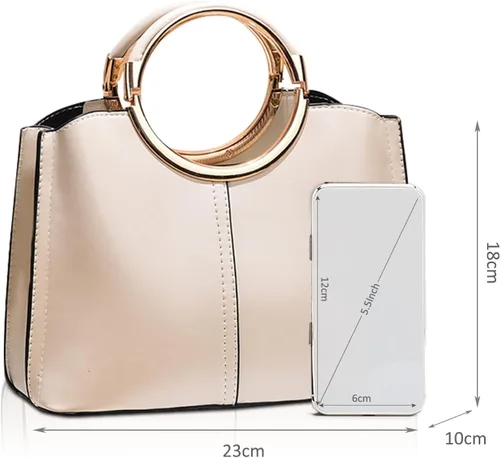 Vista 6 de NICOLE & DORIS Bolsos de mano para mujer, bolso cruzado pequeño, con asa superior, bolso de hombro de cuero PU, bolso de bolera, bolsas de mensajero