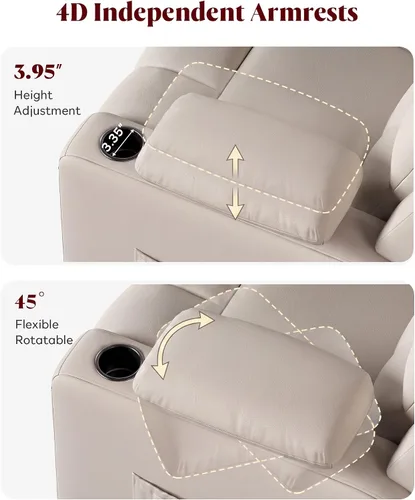 Vista 14 de Silla reclinable giratoria eléctrica con reposabrazos ajustables