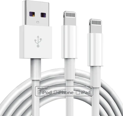 Vista 9 de Paquete de 3 cables de carga de 3 pies con certificación MFi de Apple, cable Lightning a USB de 3 pies, carga rápida de 2.4 A, cargadores