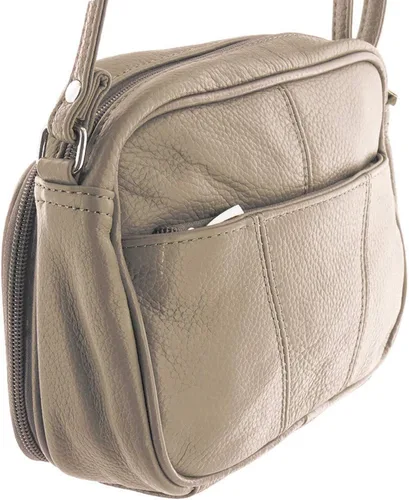 Vista 5 de Bolso de hombro de piel de vaca para mujer, pequeño organizador de cuerpo cruzado con muchos bolsillos