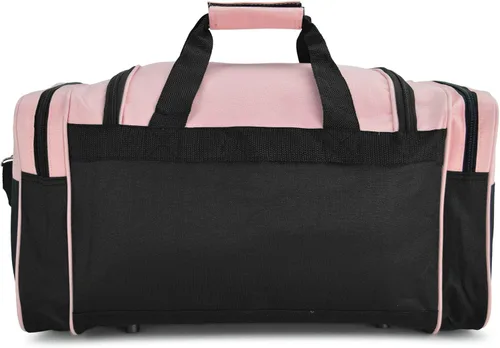Vista 4 de DALIX - Bolsa deportiva para gimnasio y viajar de 19pulgadas, color negro, rojo, rosa, morado, azul marino, gris y azul, Rosado), DF-019-Pink