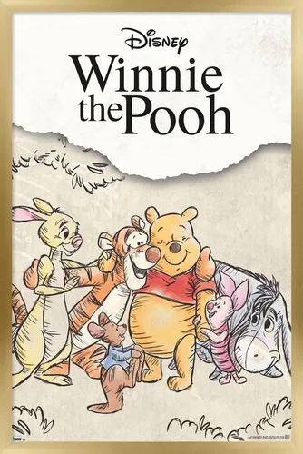 Vista 15 de Trends International Disney Winnie The Pooh - Póster de pared con dibujo grupal, 34 pulgadas de largo x 22.4 pulgadas, versión enmarcada en madera