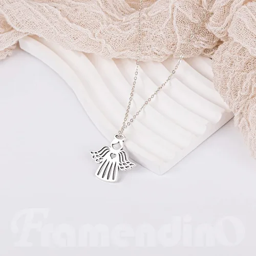 Vista 5 de Framendino, 50 dijes de ángel de plata con alas voladoras para collares, joyas y manualidades