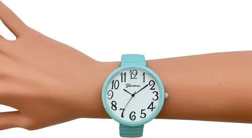 Vista 4 de Reloj de pulsera con correa de expansión fácil de lector con esfera blanca súper grande de 1.73 pulgadas, reloj de pulsera de moda con pantalla
