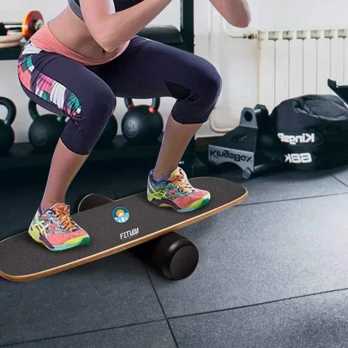 Vista 5 de Fitlaya Fitness Equipo de entrenamiento de madera para entrenamiento de fitness, hockey, patineta, surf y snowboard