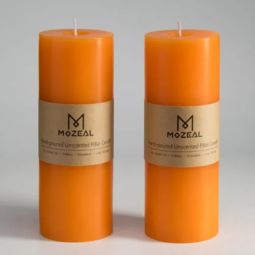 Vista 26 de MOZEAL Juego de 3 velas sin perfume vertidas a mano de 3 x 6 pulgadas, velas tipo pilar sin goteo, combustión de larga duración, aproximadamente 120