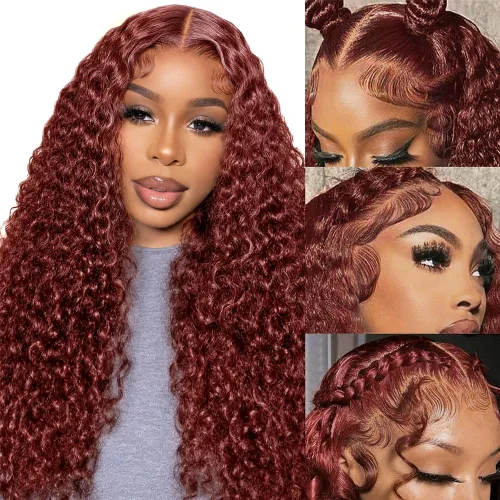 Vista 29 de Pelucas de cabello humano con encaje frontal lacio HD transparentes de 13 x 4, color degradado Ombre, onda profunda de 4/27, pelucas de encaje