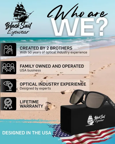 Vista 5 de Black Sail Eyewear - Square Frame UV400 7 Layer Polarized Sunglasses with Mirrored Lenses, Women & Mens Sunglasses Polarized