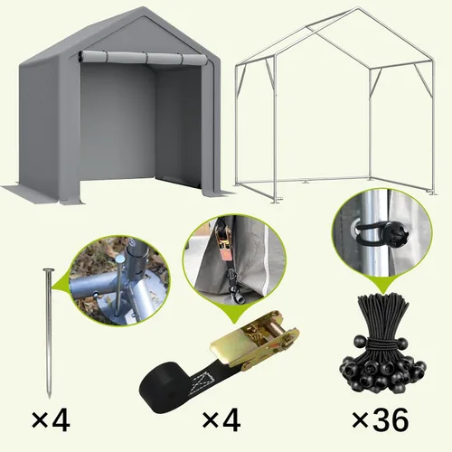 Vista 3 de Tienda de campaña de almacenamiento de 6 x 6 pies con puertas enrollables, cobertizo de refugio portátil al aire libre, carpa de garaje, cochera