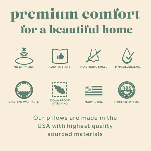 Vista 7 de ComfyDown Almohada de cama ComfyDream de mezcla de plumas 50/50 para dormir, funda de algodón egipcio, fabricada en Estados Unidos