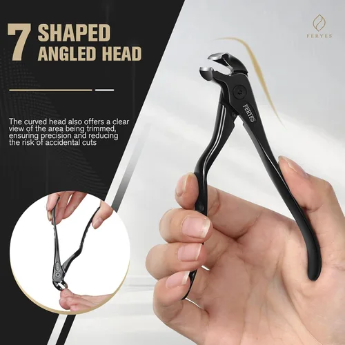 Vista 4 de FERYES Cortaúñas ergonómicos antideslizantes de mango largo para personas mayores, cortaúñas con cabeza angular única y abertura de mandíbula ancha