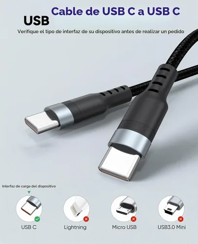 Vista 8 de Cable corto USB C a USB C de 3 pulgadas, paquete de 2 unidades, cable PD
