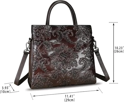 Vista 4 de Bolso bandolera de cuero genuino para mujer, bolso de mano con asa superior, hecho a mano, estilo vintage, bolso cruzado