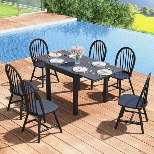 Vista 4 de Juego de 2 sillas de comedor de roble de 18 pulgadas, sillas Windsor de madera con respaldo de husillo para isla de cocina de campo