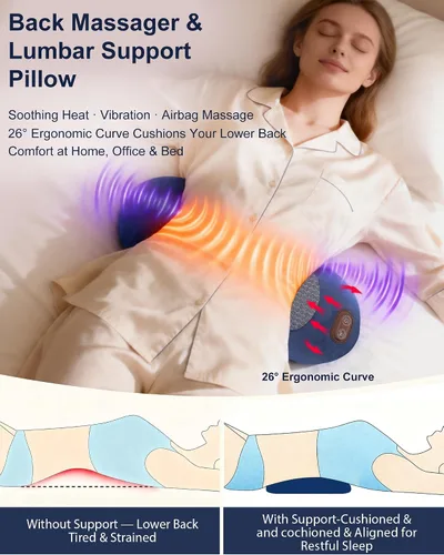 Vista 2 de Masajeador inalámbrico de espalda baja 3 en 1 con calor, compresión de aire azul oscuro