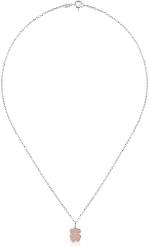 Vista 3 de TOUS, joyería, collar de plata esterlina "Icon blanco y negro", con dije de mini oso
