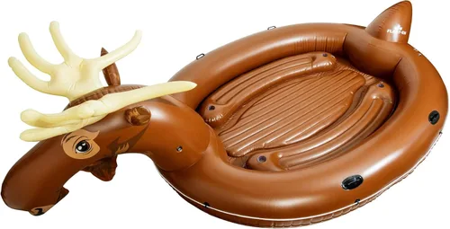 Vista 3 de FLOAT-EH Flotador inflable de isla de alce para adultos – Flotador inflable de lago – Flotador de playa es grueso, duradero y diseñado en vinilo