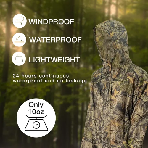 Vista 3 de LOOGU Poncho de lluvia, abrigo impermeable de camuflaje para exteriores