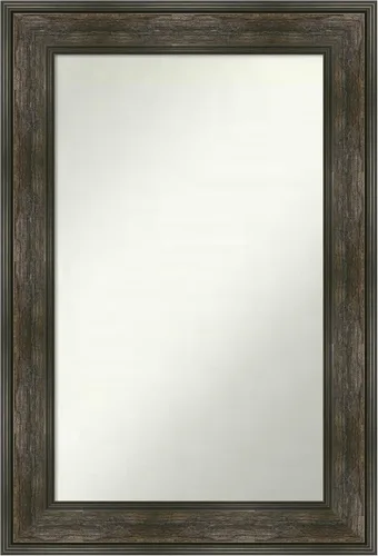 Vista 252 de Amanti Art Espejo de baño marrón para sobre fregadero, 26 x 26 pulgadas, espejo de tocador cuadrado marrón rústico Alexandria, marco de madera