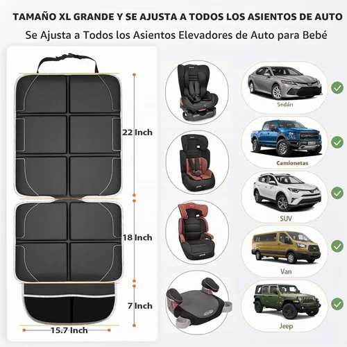 Vista 3 de Gimars Protector de asiento de automóvil, 2 unidades, cojín EPE grueso XL, impermeable, tela 600D, funda para asiento de automóvil infantil