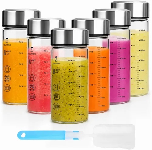 Vista 11 de Luxfuel Botellas de jugo de vidrio de 12 onzas con tapas, paquete de 4