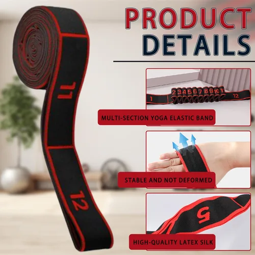 Vista 3 de 2PCS Elastic Yoga Stretching Strap with 12 Loops Stretch Resistance Exercise Bands for Yoga,Pilates,Dance,Rhythmic Gymnastics,Physical