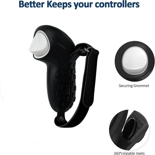 Vista 6 de Controller Grip Cover for Quest 3 Accessories Silicone Grips Strap Cover Protector with Knuckle Straps (Black)