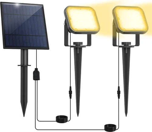 Vista 10 de Luces solares para exterior, focos de paisaje IP65 impermeables con cable de 3m, luces de pared para exterior con encendido y apagado automático