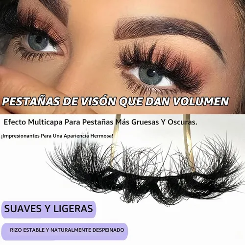 Vista 3 de IFSOWDRA Pestañas de visón Wispy D Curl ojo de gato gruesas pestañas
