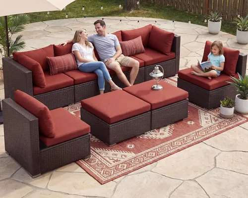 Vista 138 de NICESOUL Juego de muebles de patio de ratán extra grande con mesa para fogata de gas y propano, 29.3 pulgadas, respaldo alto, cómodos conversaciones
