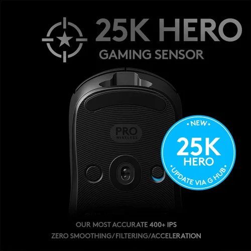 Vista 3 de Logitech G PRO - Mouse inalámbrico para juegos sensor Hero 16K 16000 DPI RGB ultraligero de 4 a 8 botones programables larga duración de la batería
