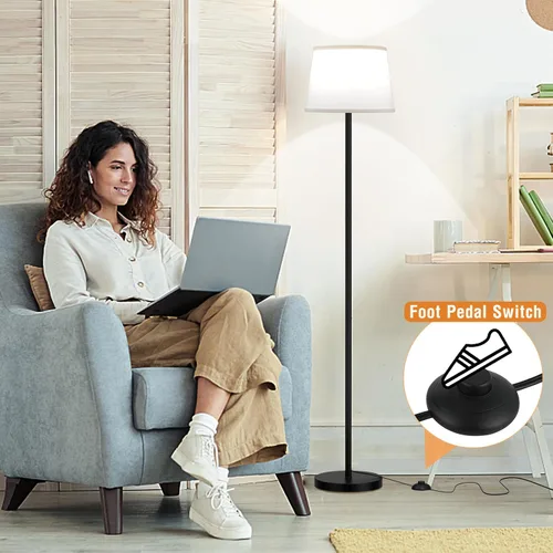 Vista 3 de Raexpectis Lámparas de pie para sala de estar, lámpara de pie de 3 temperaturas de color con pantalla blanca, lámpara de pie moderna con bombillas