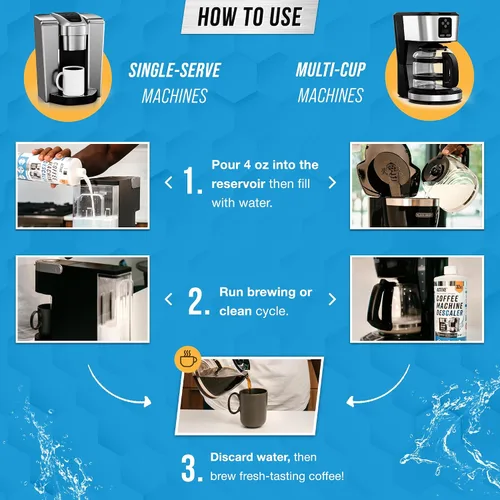 Vista 9 de ACTIVE Limpiador de destilador y descalcificador de máquina de café, incluye polvo de limpieza de destilador de 2 libras y líquido de limpieza