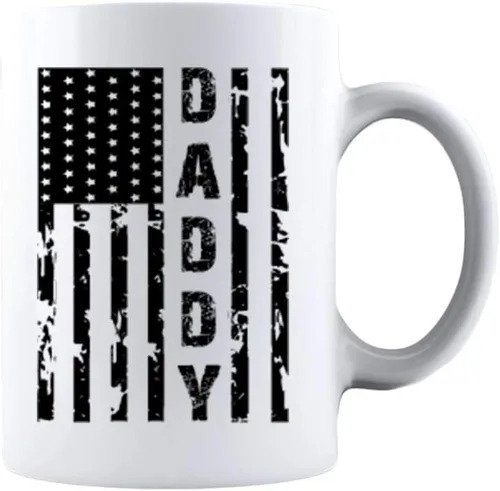 Vista 9 de Kropsis Taza de café de cerámica con diseño de bandera americana para familiares y amigos, color blanco